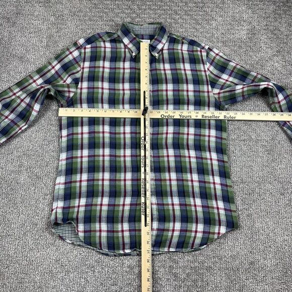 Barneys New York Shirt Mens Medium Green Blue Plaid Button Down Collar Cotton - Picture 3 of 8